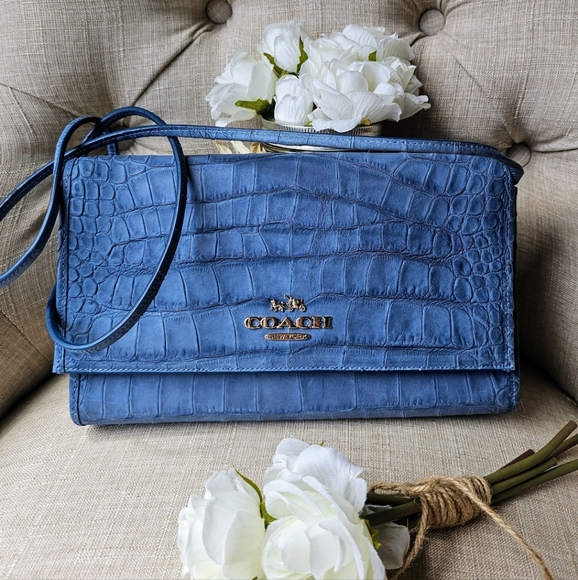 Coach Limited Edition Denim Embossed Crockidial Crossbody Shoulder Bag ( Blue ) - Picture 5 of 16